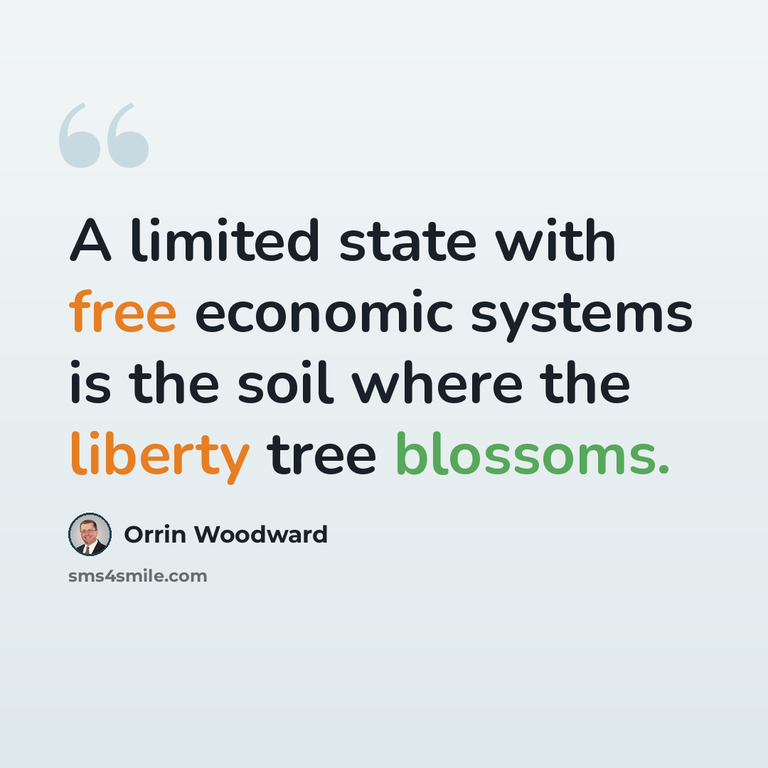 “A limited state with free economic systems is the soil where the liberty tree blossoms.” quote by Orrin Woodward