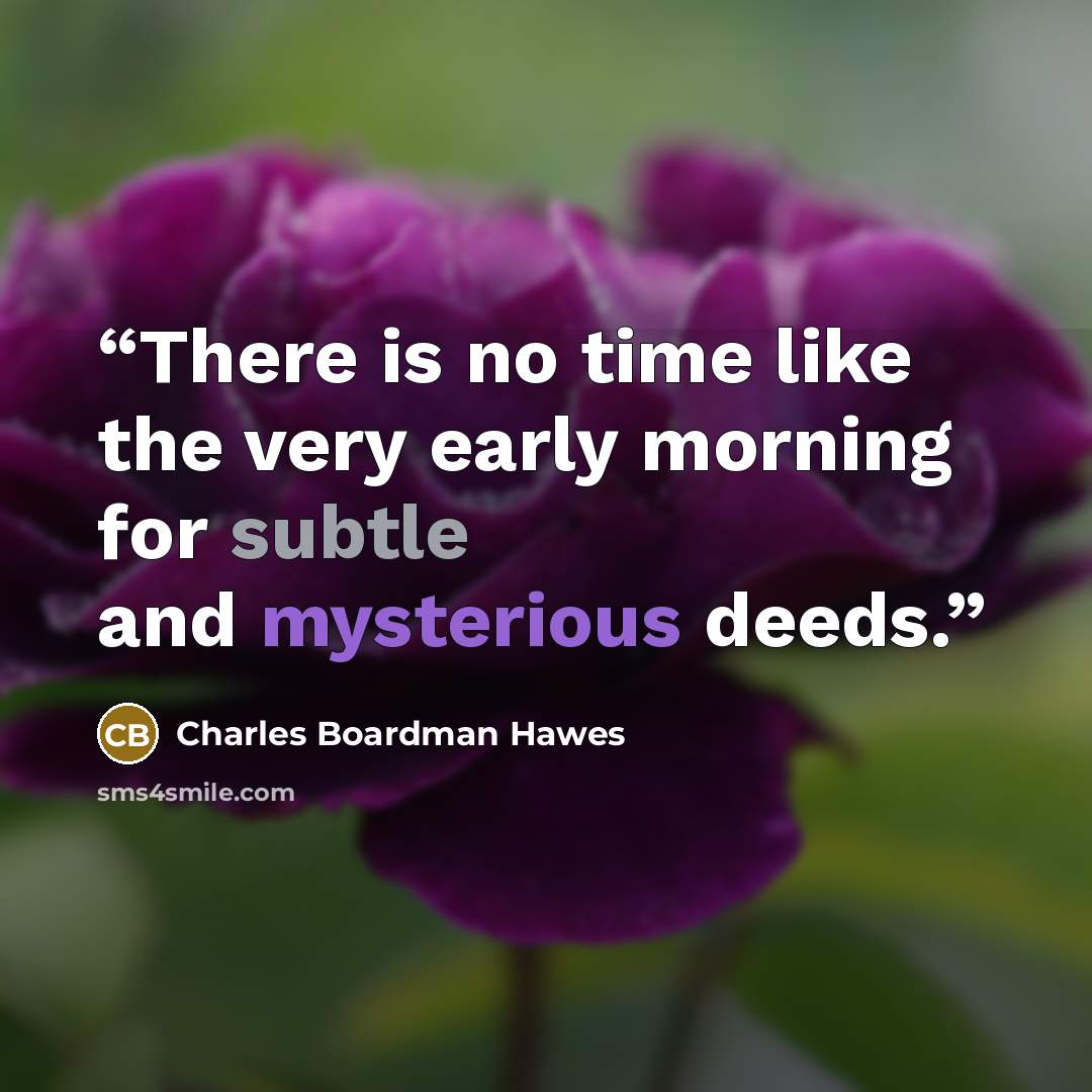 “There is no time like the very early morning for subtle and mysterious deeds.” quote by Charles Boardman Hawes
