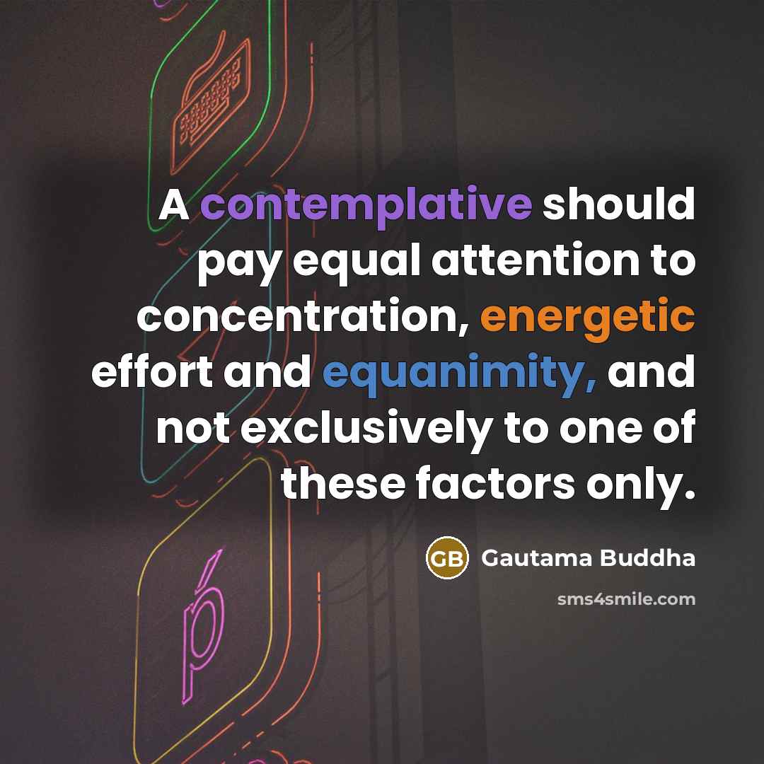 “A contemplative should pay equal attention to concentration, energetic effort and equanimity, and not exclusively to one of these factors only.” quote by Gautama Buddha