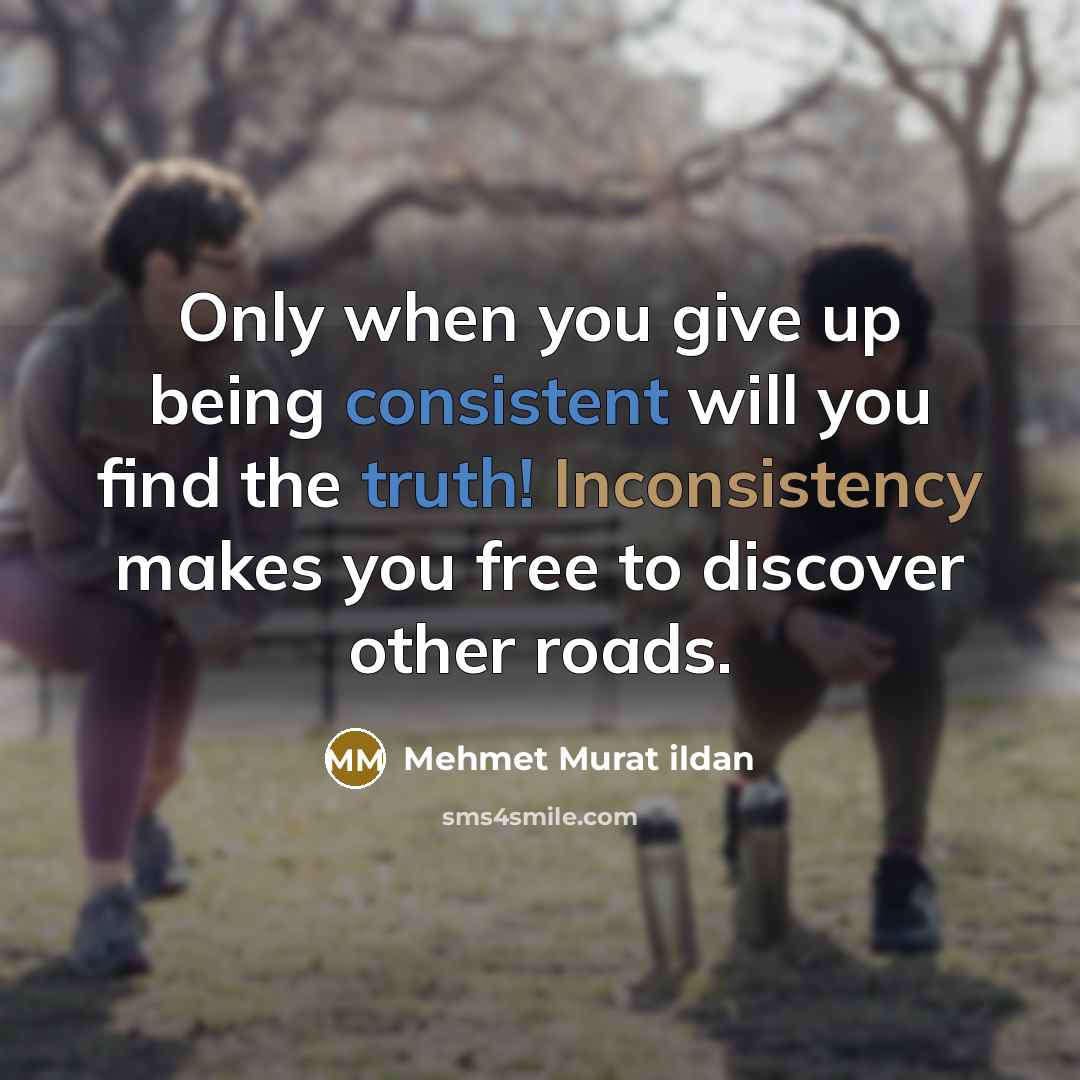 “Only when you give up being consistent will you find the truth! Inconsistency makes you free to discover other roads.” quote by Mehmet Murat Ildan