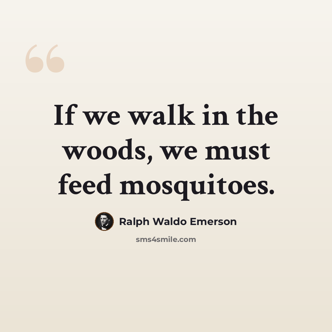 “If we walk in the woods, we must feed mosquitoes.” quote by Ralph Waldo Emerson