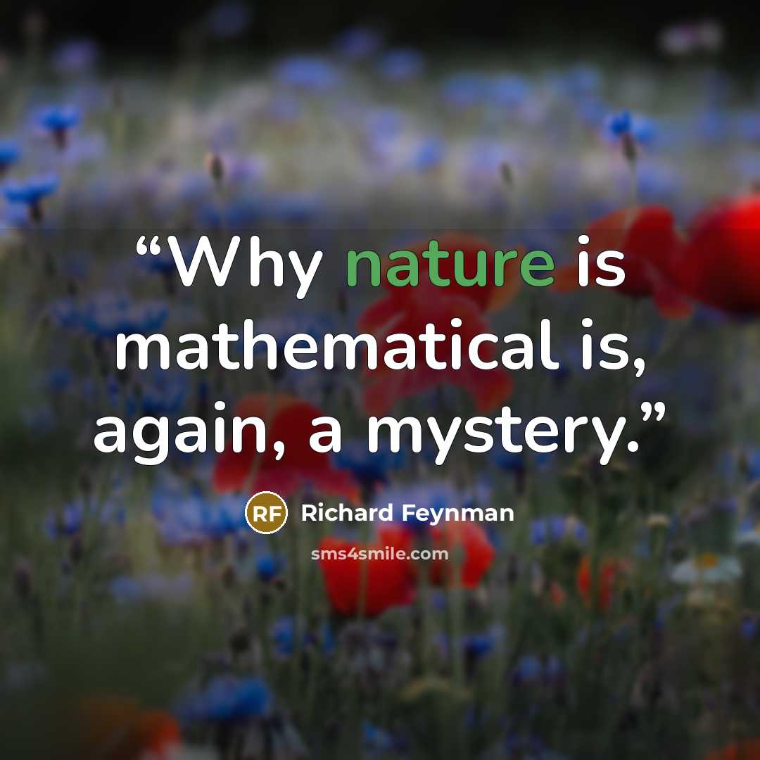“Why nature is mathematical is, again, a mystery.” quote by richard feynman