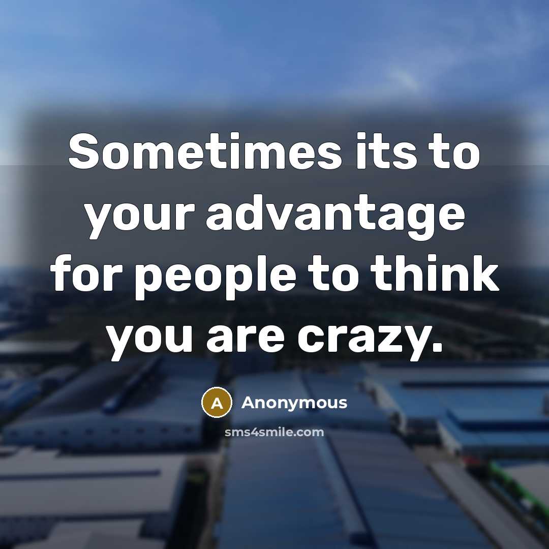 “Sometimes its to your advantage for people to think you are crazy.” quote by Anonymous