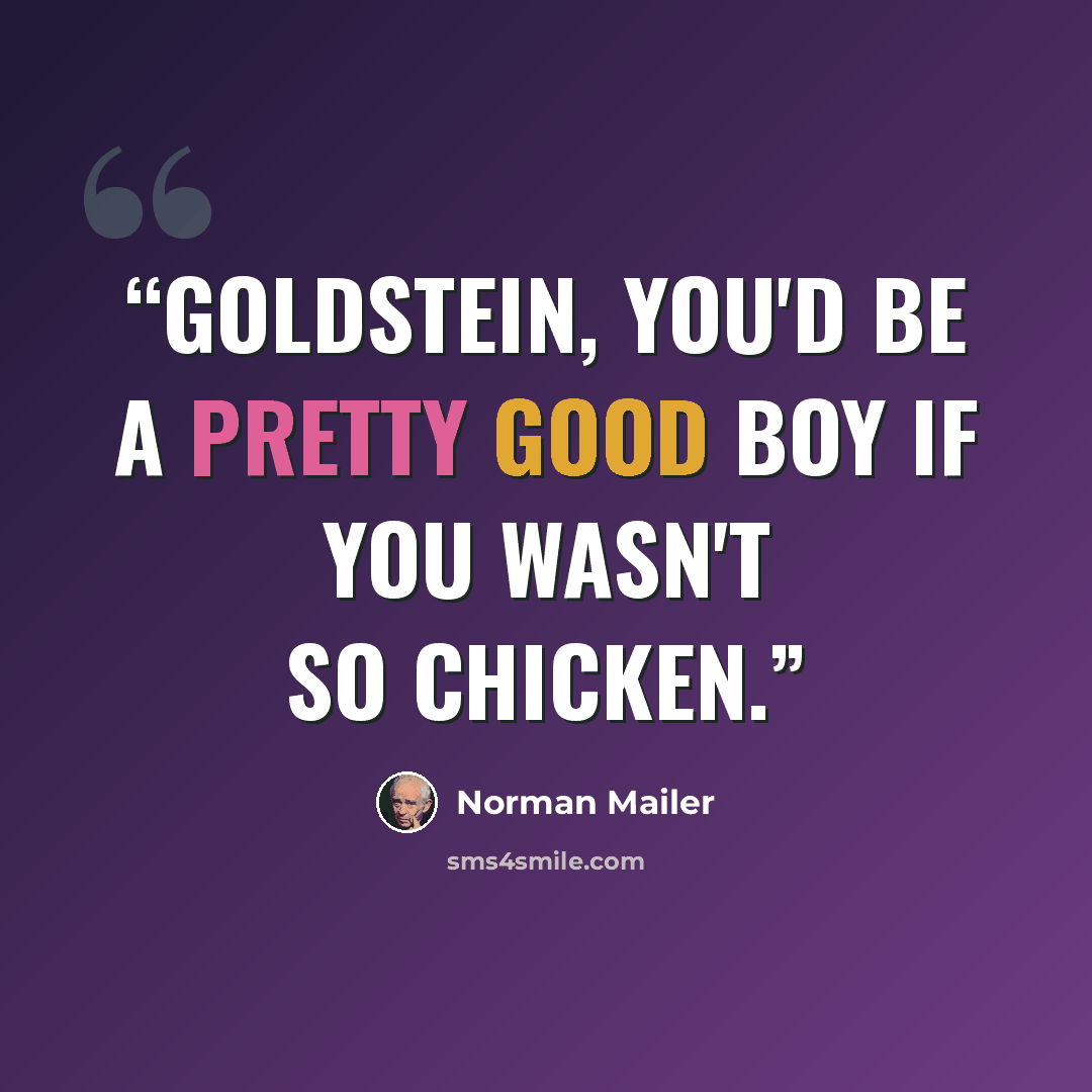 “Goldstein, you'd be a pretty good boy if you wasn't so chicken.” quote by Norman Mailer