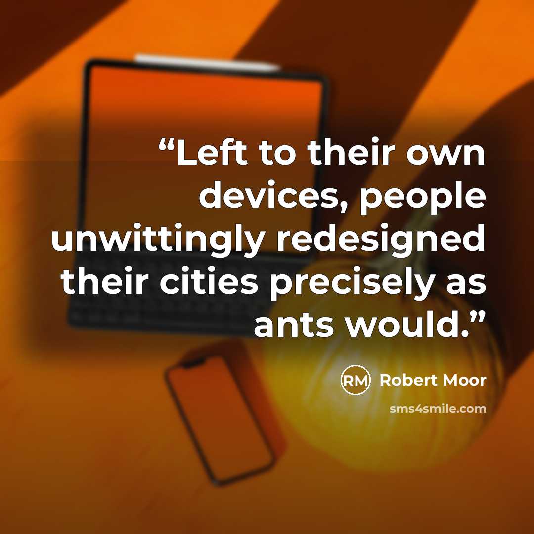 “Left to their own devices, people unwittingly redesigned their cities precisely as ants would.” quote by Robert Moor