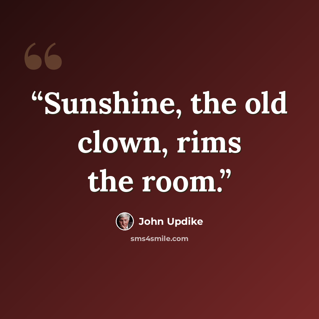 “Sunshine, the old clown, rims the room.” quote by John Updike