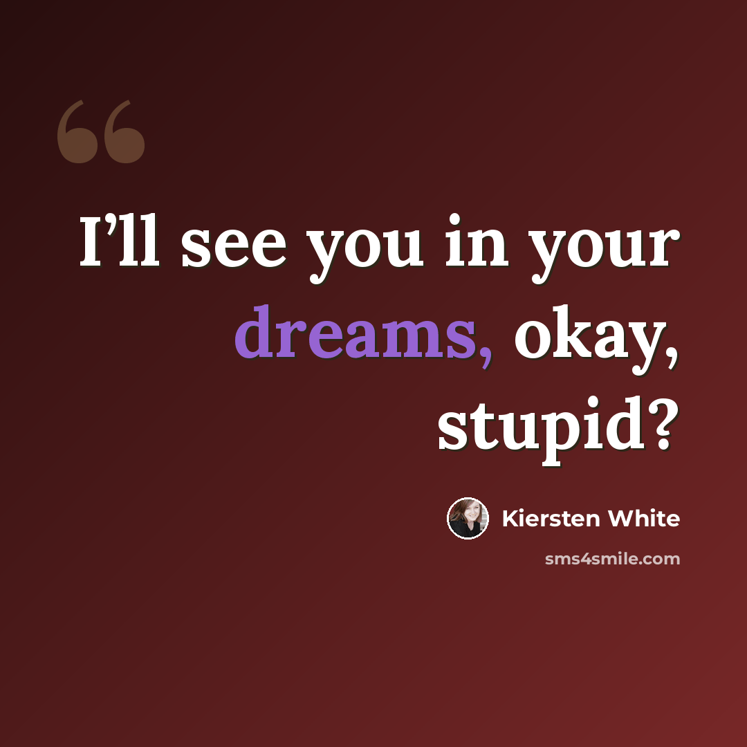 “I’ll see you in your dreams, okay, stupid?” quote by Kiersten White