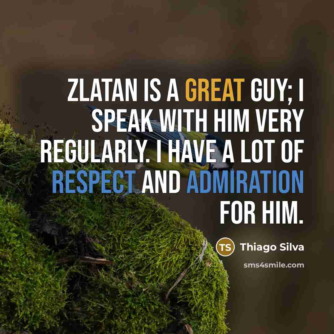 “Zlatan is a great guy; I speak with him very regularly. I have a lot of respect and admiration for him.” quote by Thiago Silva