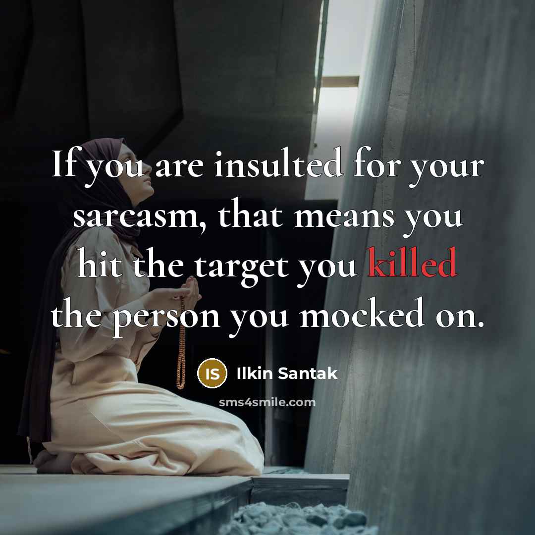 “If you are insulted for your sarcasm, that means you hit the target you killed the person you mocked on.” quote by Ilkin Santak
