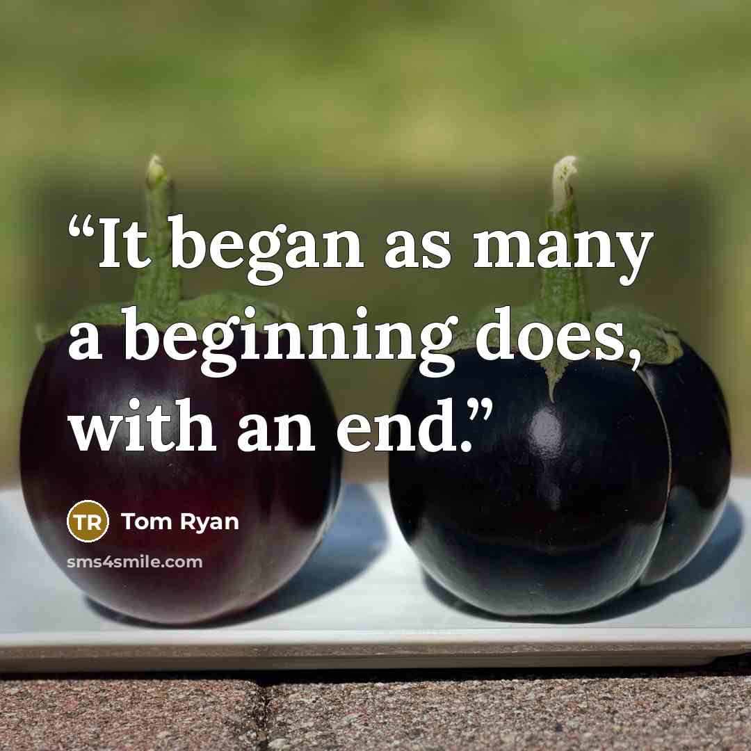 “It began as many a beginning does, with an end.” quote by Tom Ryan