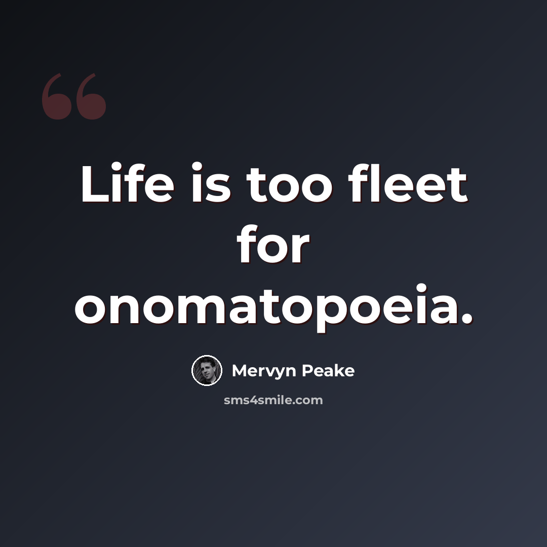 “Life is too fleet for onomatopoeia.” quote by Mervyn Peake