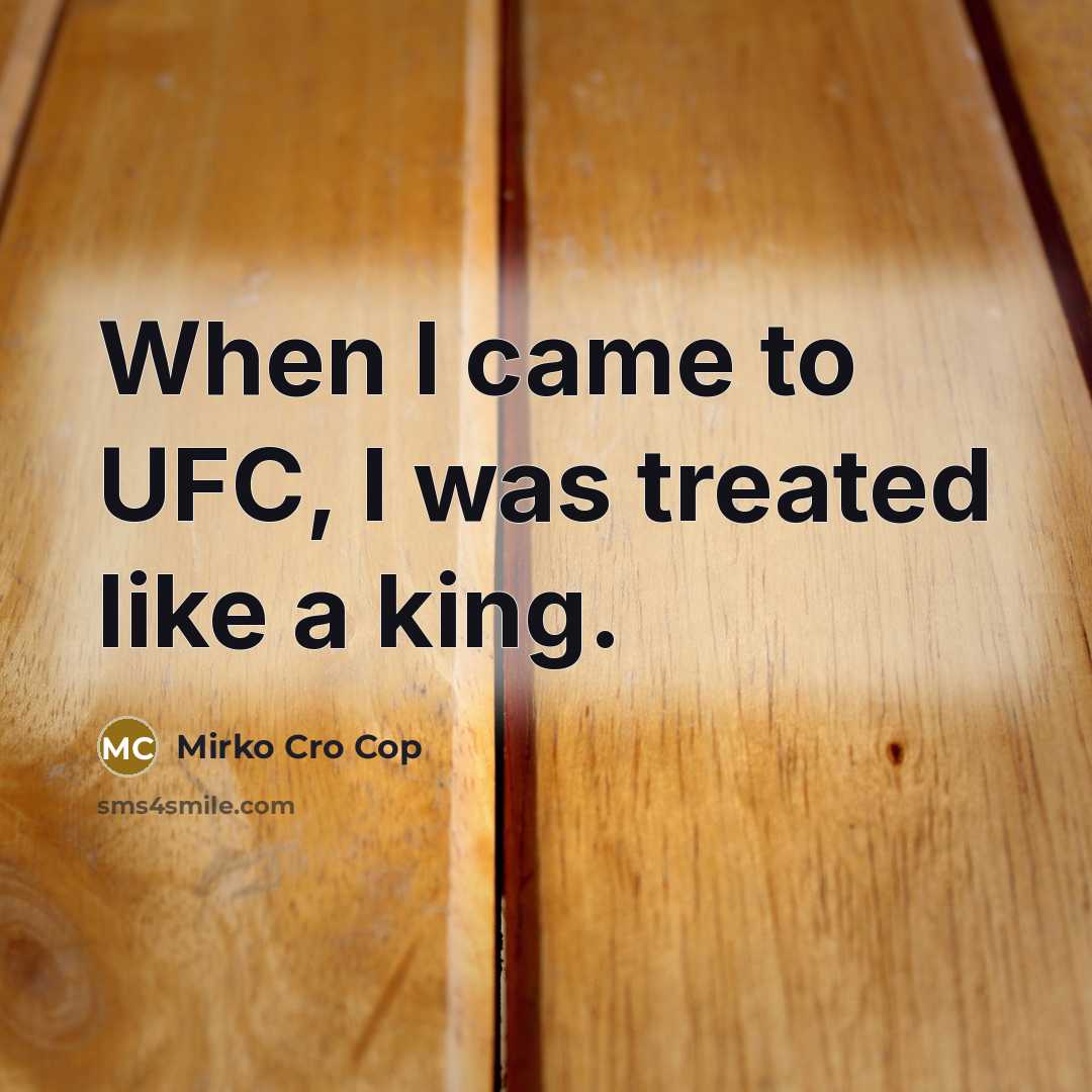 “When I came to UFC, I was treated like a king.” quote by Mirko Cro Cop