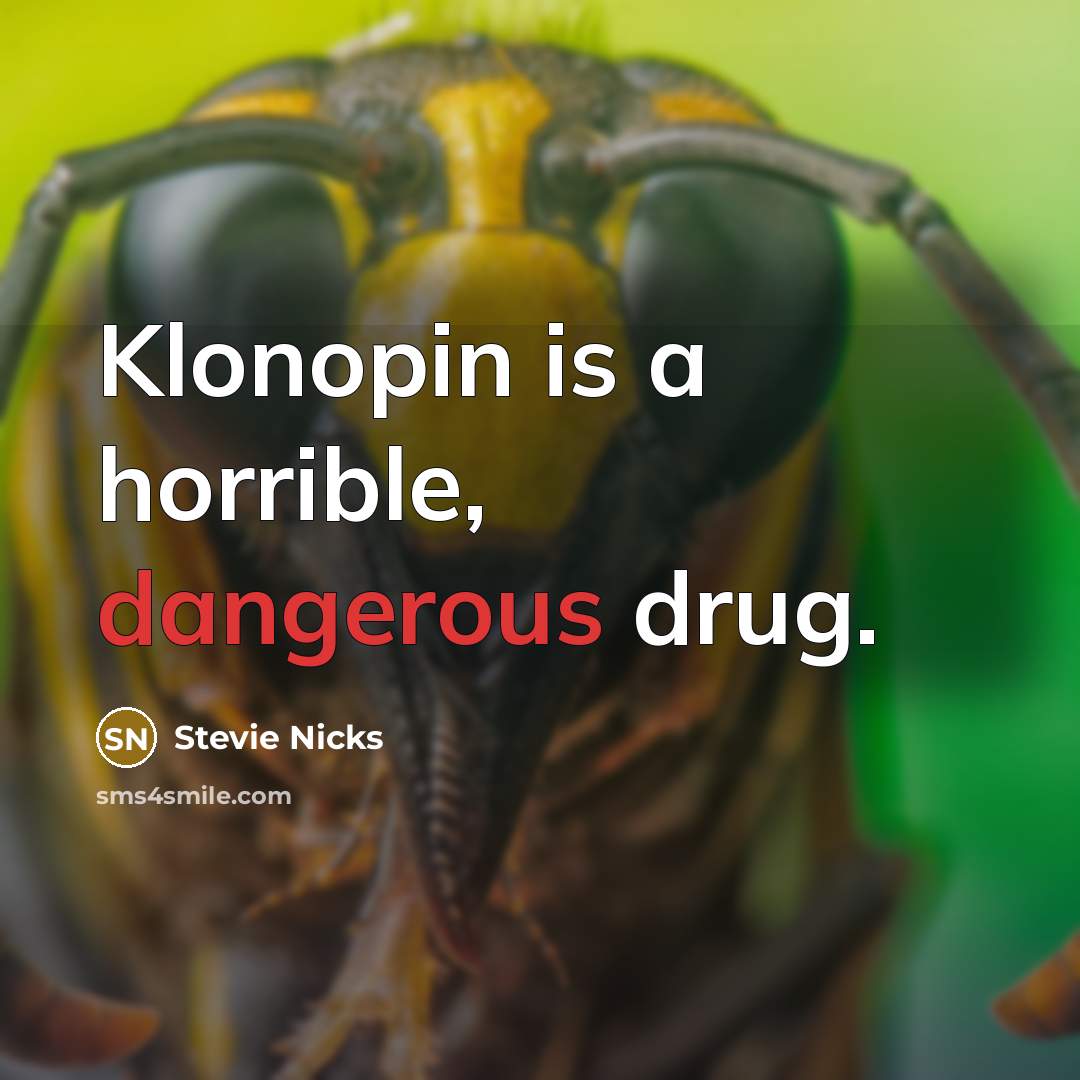 “Klonopin is a horrible, dangerous drug.” quote by Stevie Nicks