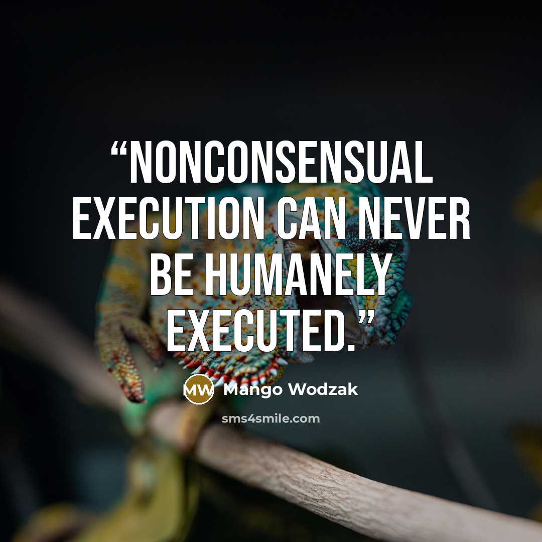 “Nonconsensual execution can never be humanely executed.” quote by Mango Wodzak