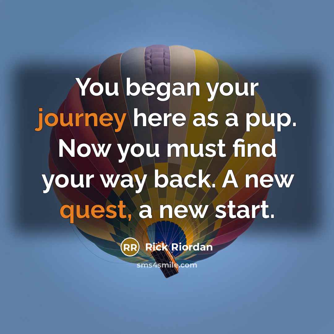 “You began your journey here as a pup. Now you must find your way back. A new quest, a new start.” quote by Rick Riordan