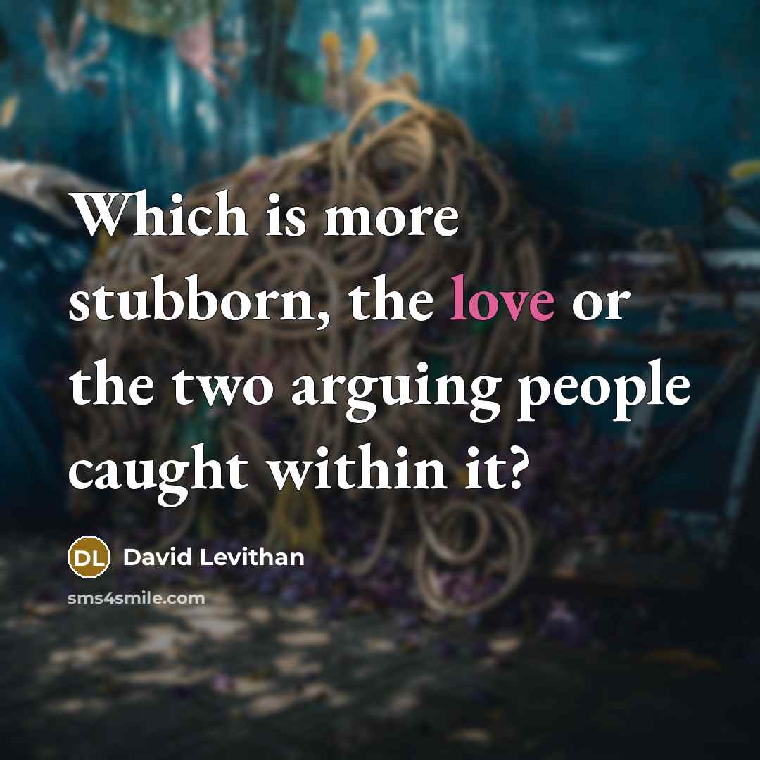 “Which is more stubborn, the love or the two arguing people caught within it?” quote by David Levithan
