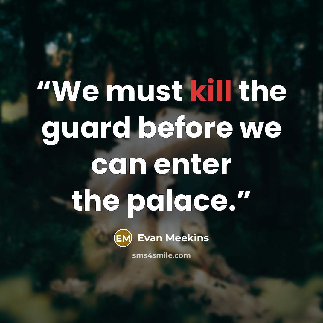 “We must kill the guard before we can enter the palace.” quote by Evan Meekins