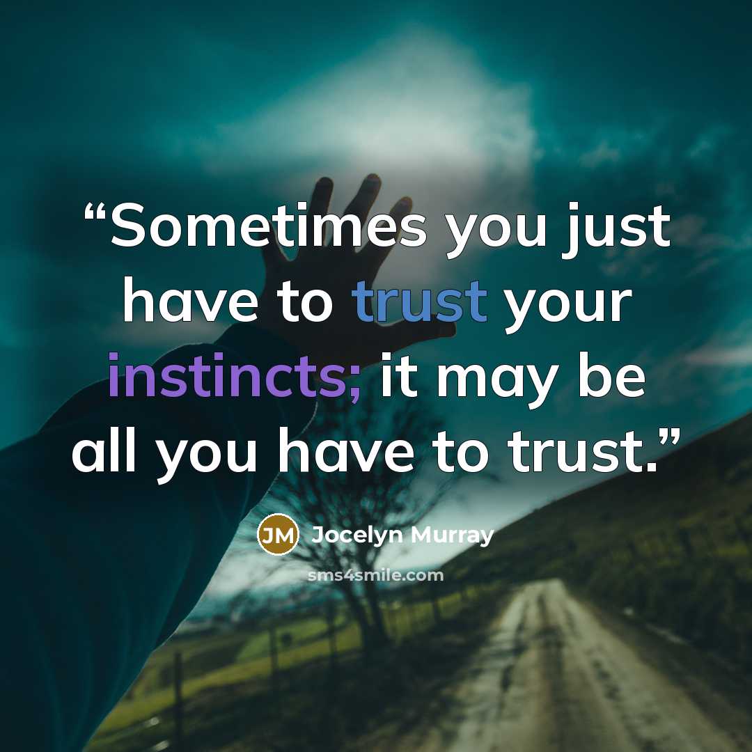 “Sometimes you just have to trust your instincts; it may be all you have to trust.” quote by Jocelyn Murray
