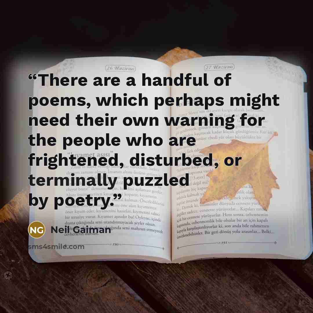 “There are a handful of poems, which perhaps might need their own warning for the people who are frightened, disturbed, or terminally puzzled by poetry.” quote by Neil Gaiman