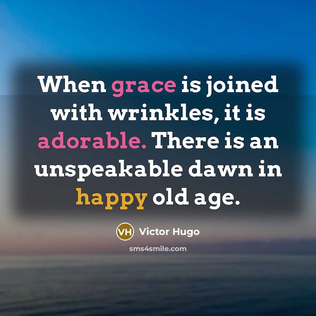 “When grace is joined with wrinkles, it is adorable. There is an unspeakable dawn in happy old age.” quote by Victor Hugo