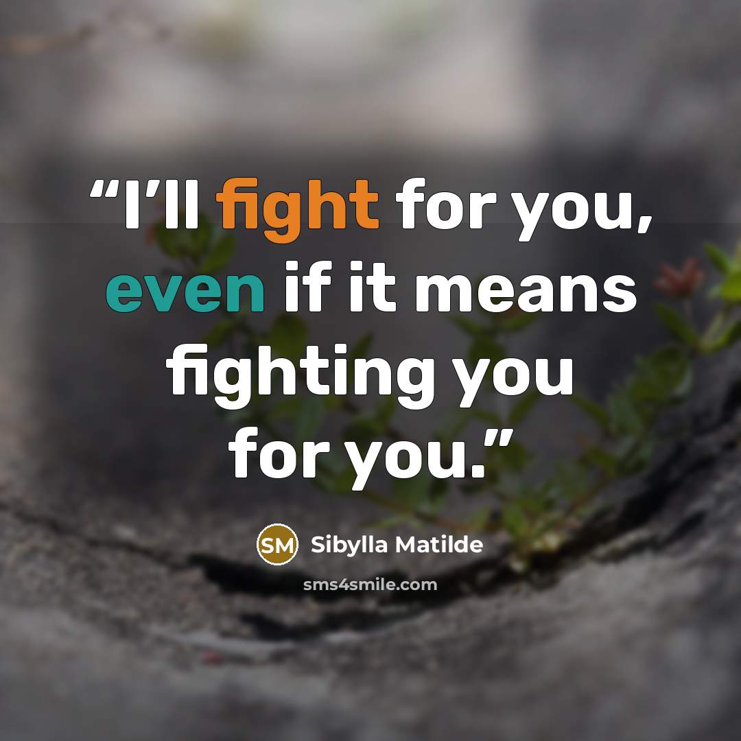 “I’ll fight for you, even if it means fighting you for you.” quote by Sibylla Matilde