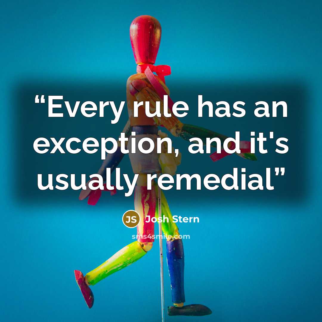 “Every rule has an exception, and it's usually remedial” quote by Josh Stern