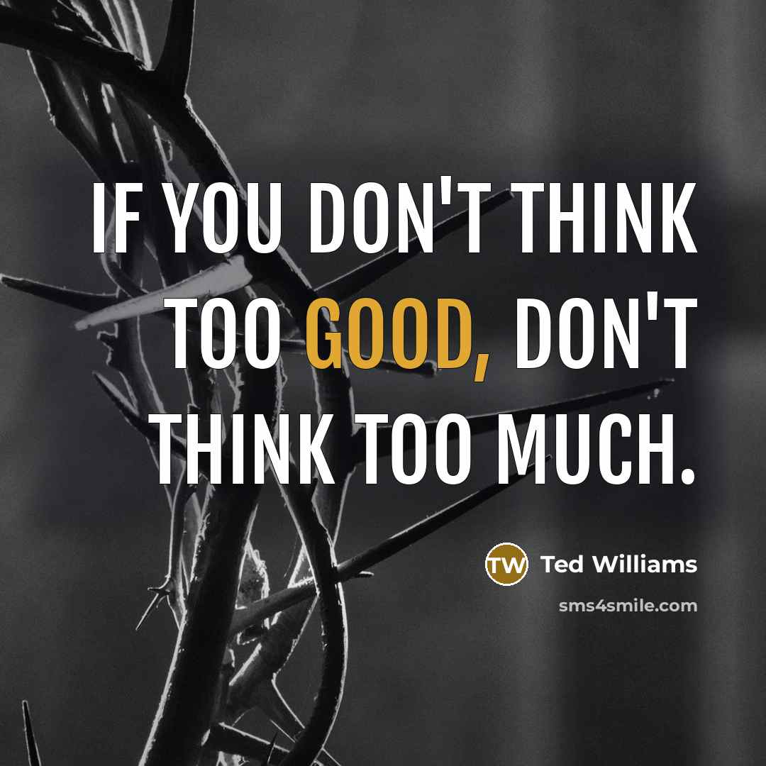 “If you don't think too good, don't think too much.” quote by Ted Williams