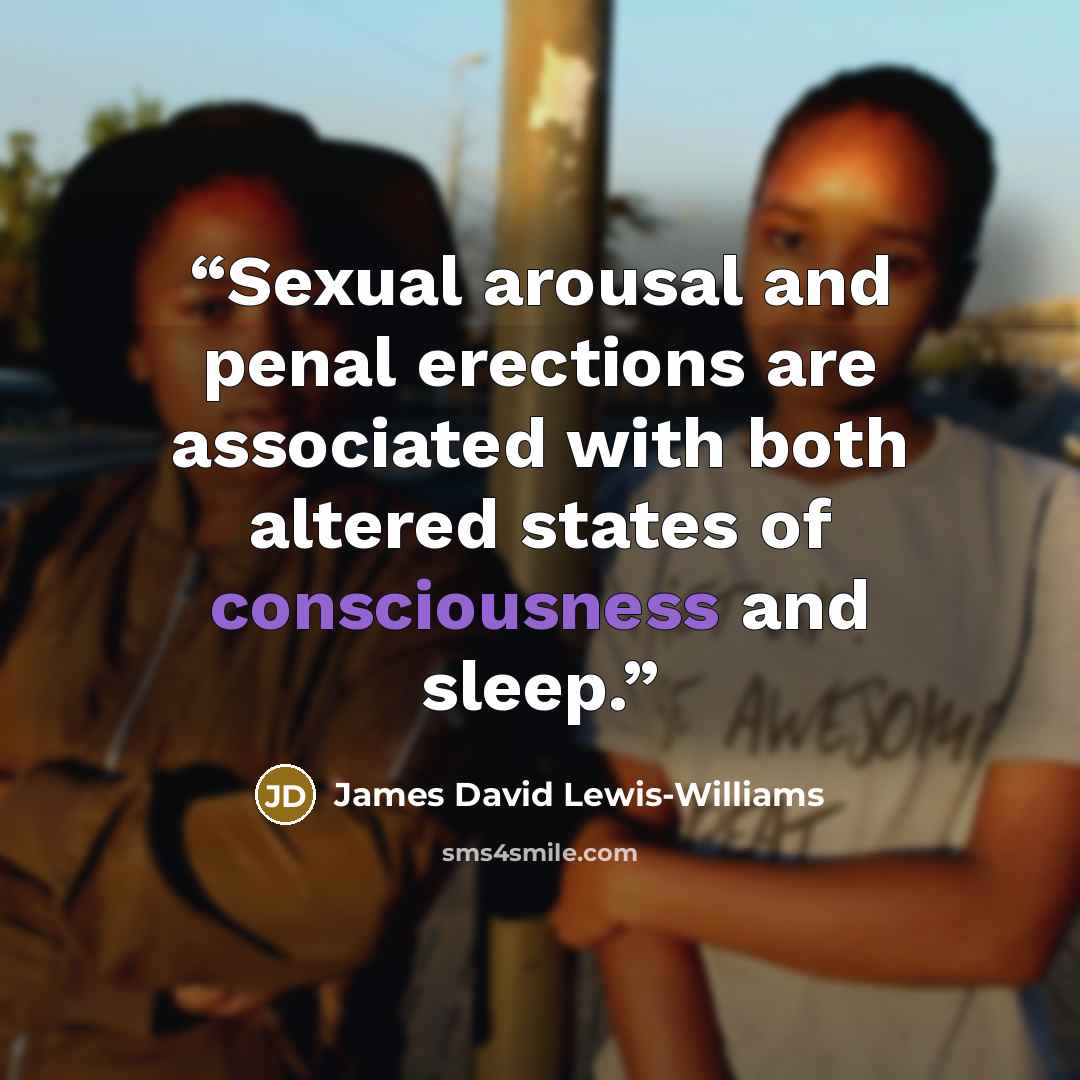 “Sexual arousal and penal erections are associated with both altered states of consciousness and sleep.” quote by James David Lewis-Williams