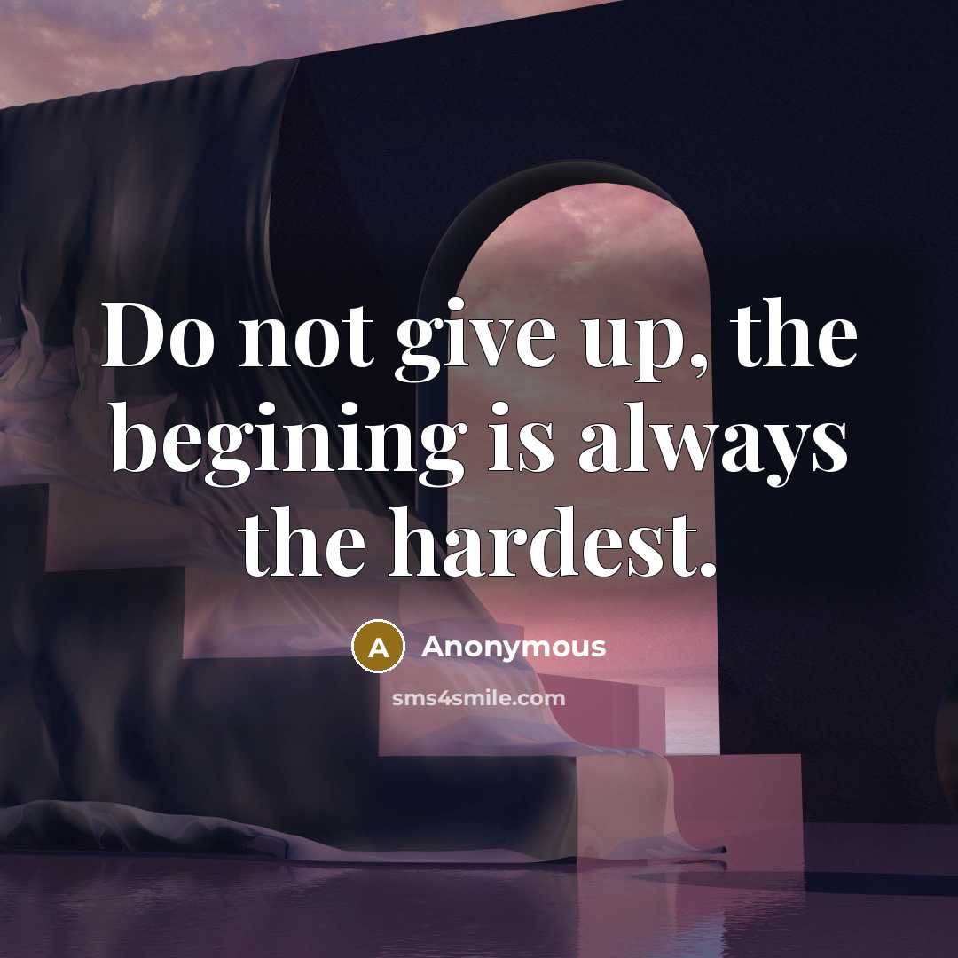 “Do not give up, the begining is always the hardest.” quote by Anonymous