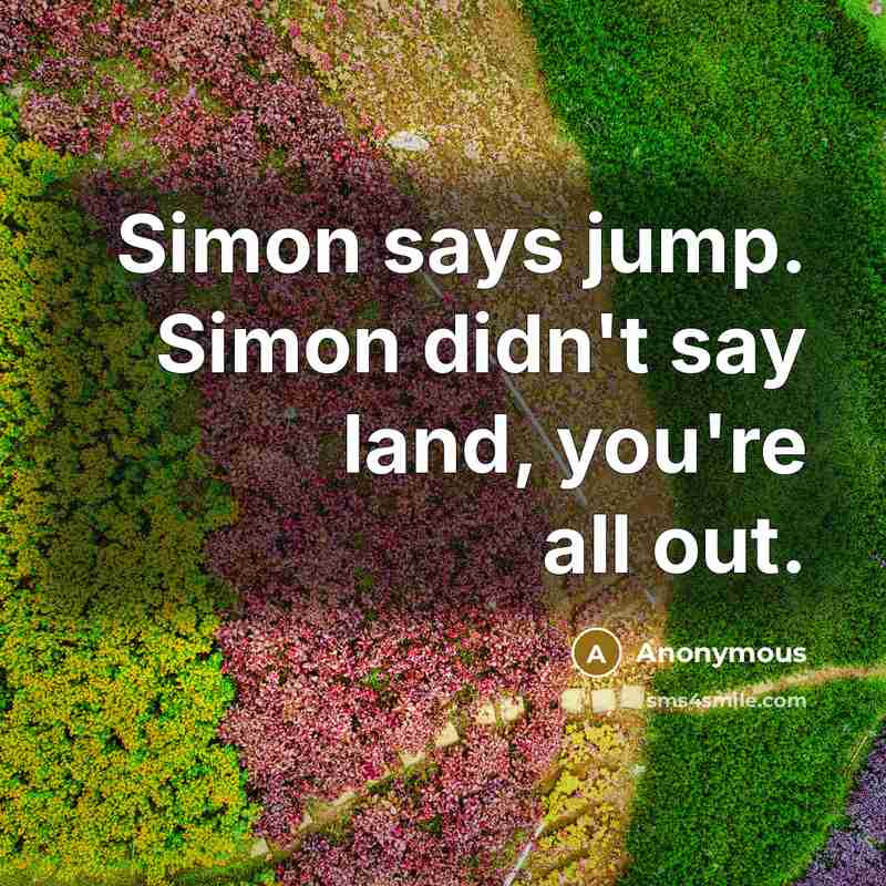 “Simon says jump. Simon didn't say land, you're all out.” quote by Anonymous