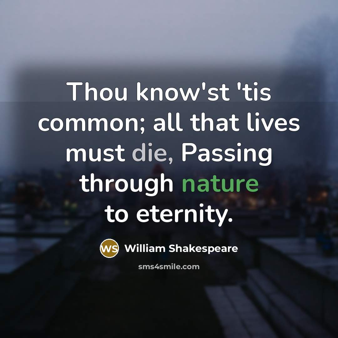 “Thou know'st 'tis common; all that lives must die, Passing through nature to eternity.” quote by William Shakespeare