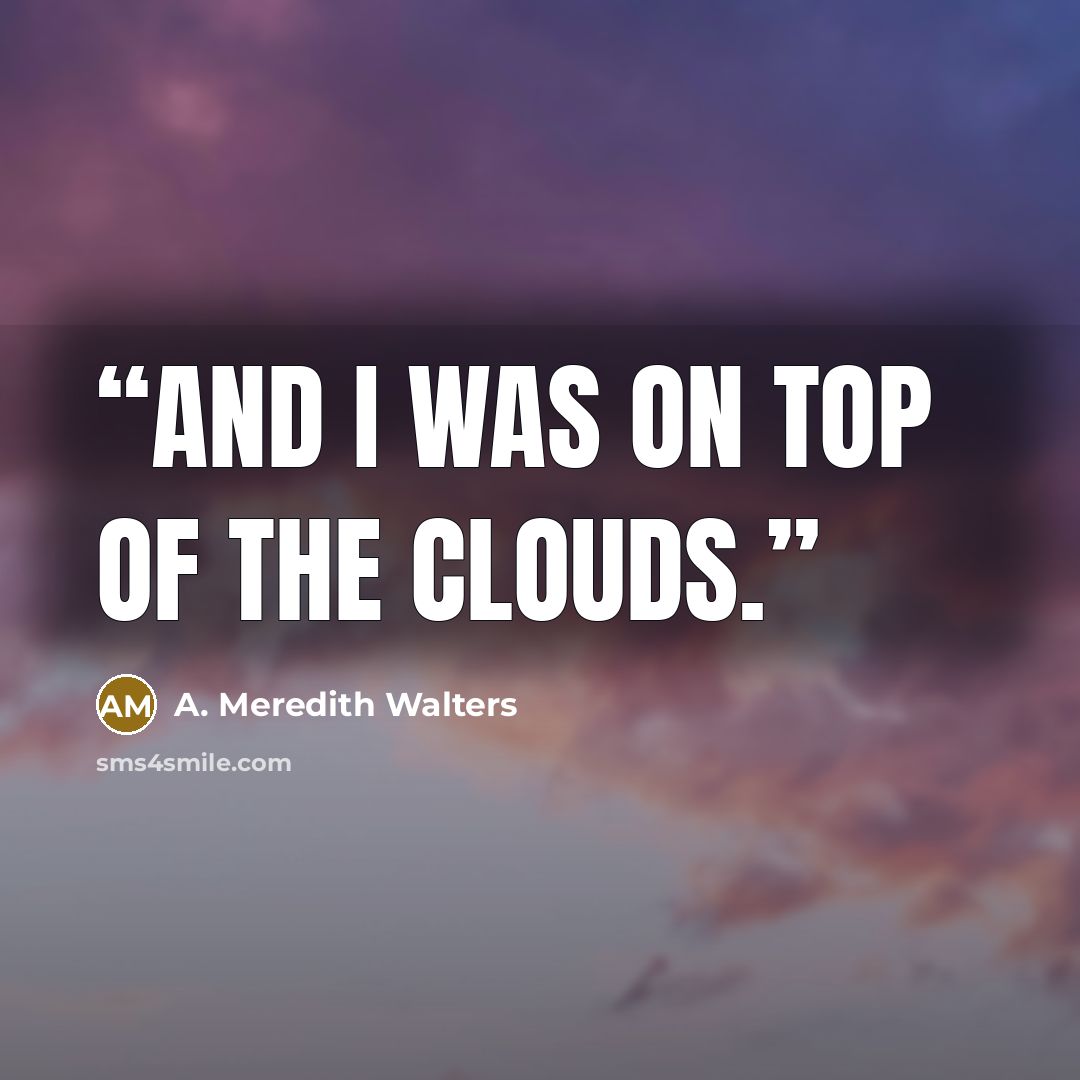 “And I was on top of the clouds.” quote by A. Meredith Walters