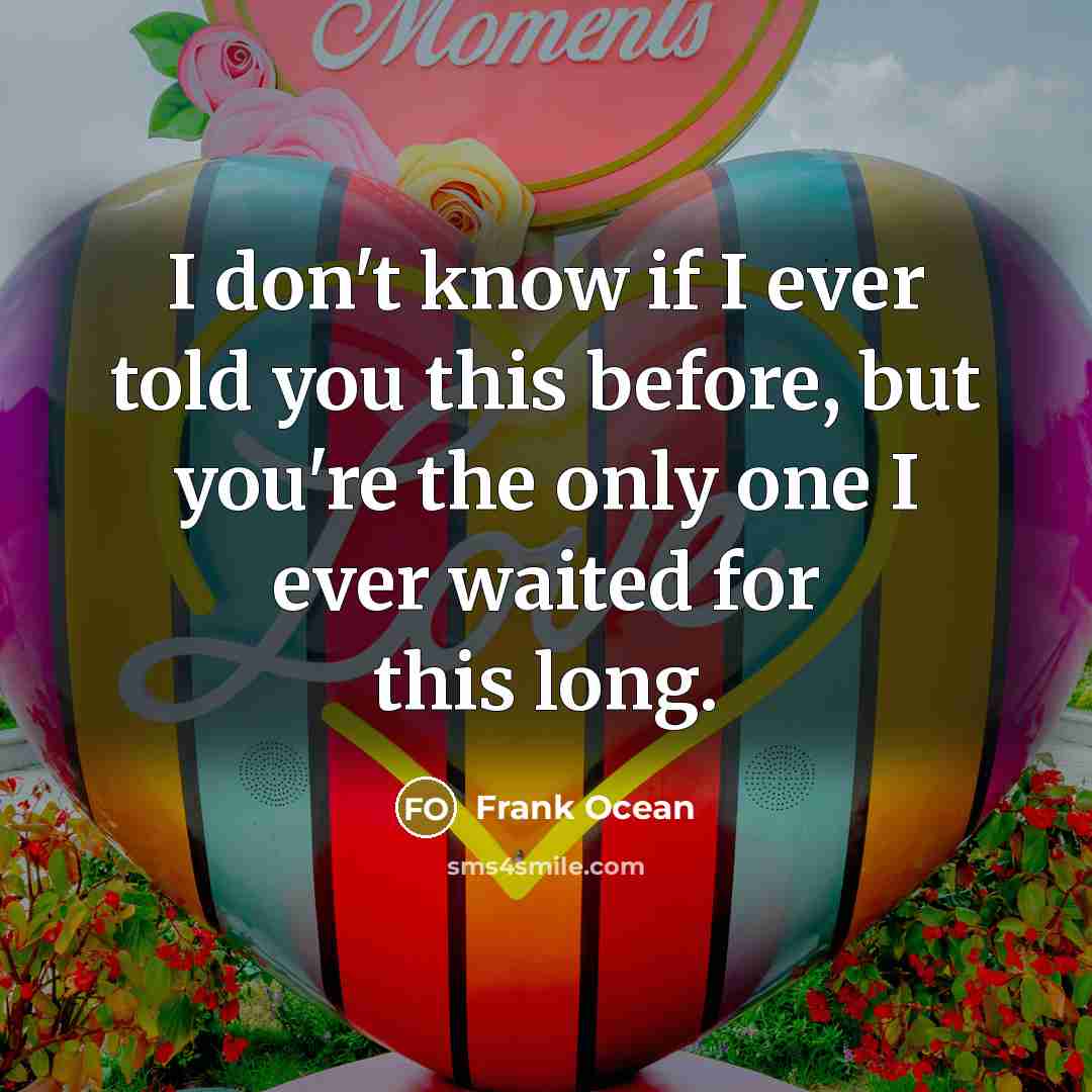 “I don't know if I ever told you this before, but you're the only one I ever waited for this long.” quote by Frank Ocean