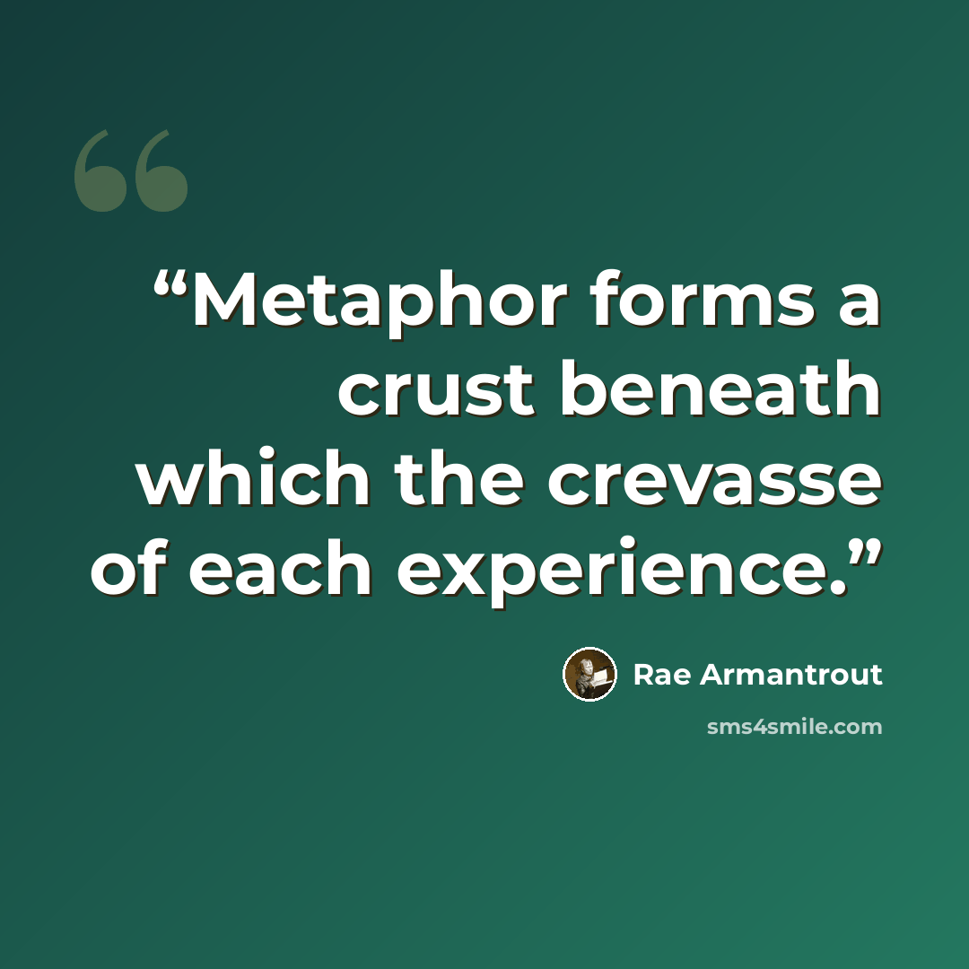 “Metaphor forms a crust beneath which the crevasse of each experience.” quote by Rae Armantrout