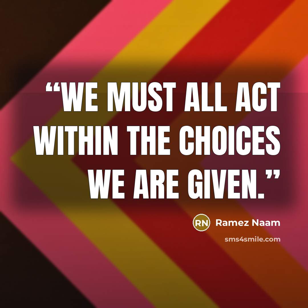 “We must all act within the choices we are given.” quote by Ramez Naam