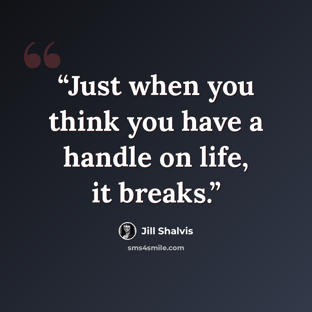 “Just when you think you have a handle on life, it breaks.” quote by Jill Shalvis