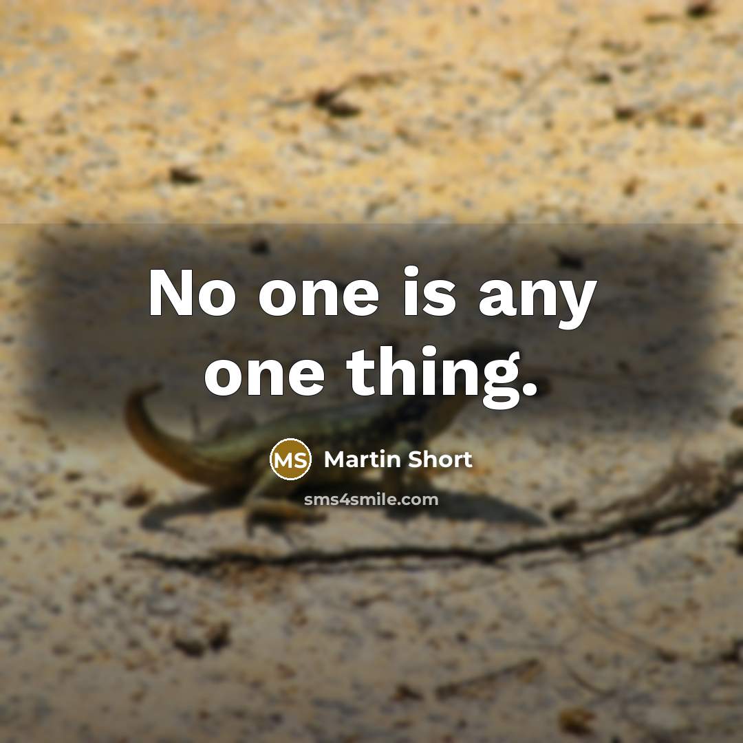 “No one is any one thing.” quote by Martin Short