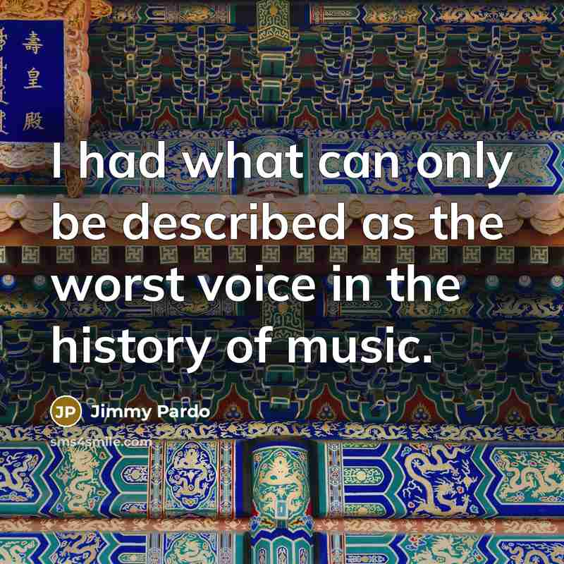 “I had what can only be described as the worst voice in the history of music.” quote by Jimmy Pardo