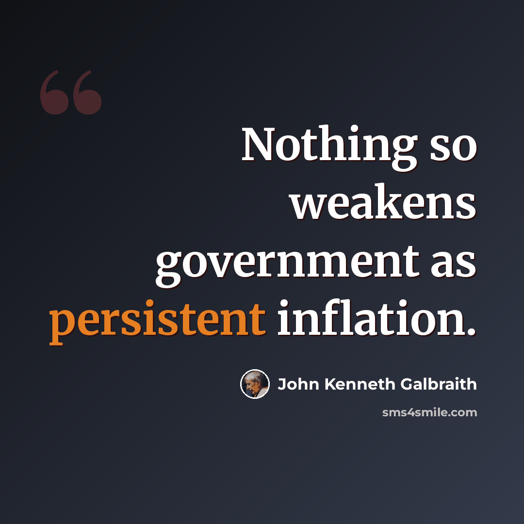 “Nothing so weakens government as persistent inflation.” quote by John Kenneth Galbraith