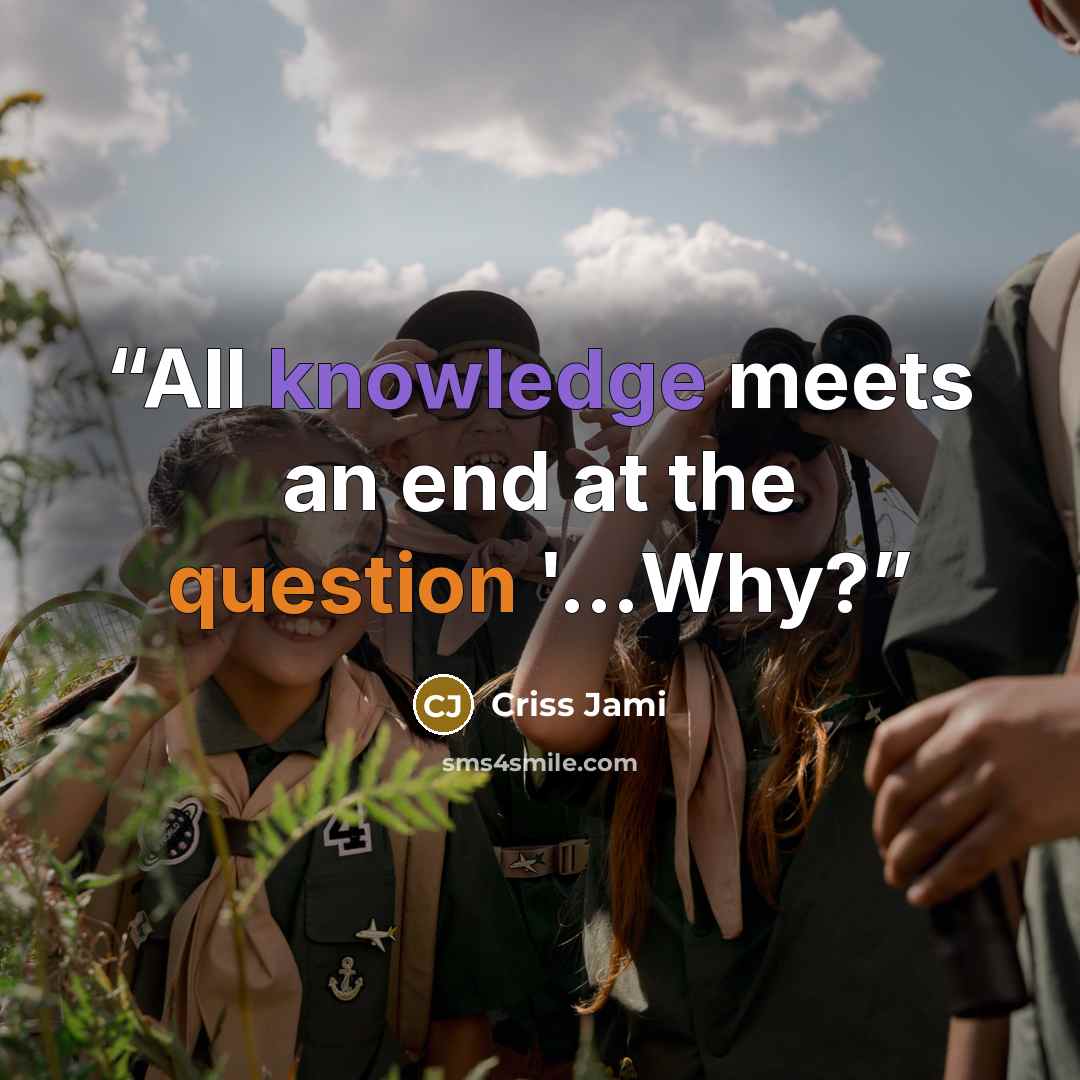 “All knowledge meets an end at the question '...Why?” quote by Criss Jami