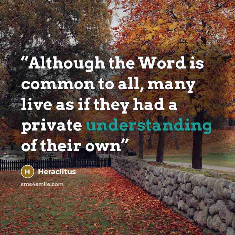 “Although the Word is common to all, many live as if they had a private understanding of their own” quote by Heraclitus