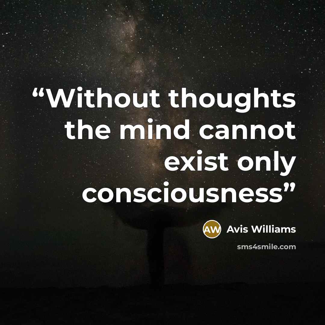 “Without thoughts the mind cannot exist only consciousness” quote by Avis Williams