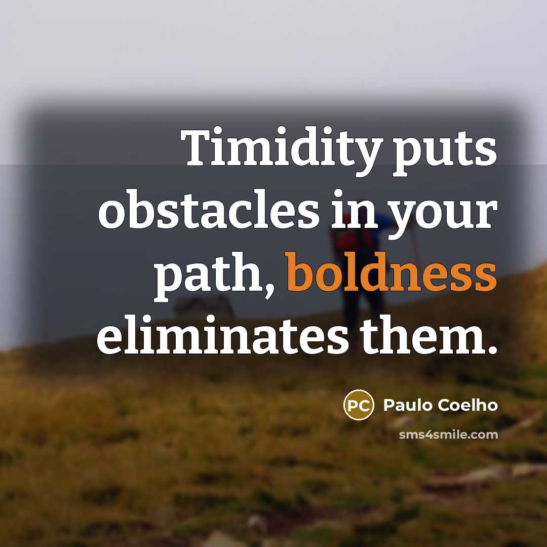 “Timidity puts obstacles in your path, boldness eliminates them.” quote by Paulo Coelho