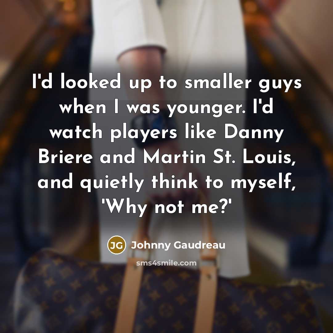 “I'd looked up to smaller guys when I was younger. I'd watch players like Danny Briere and Martin St. Louis, and quietly think to myself, 'Why not me?'” quote by Johnny Gaudreau