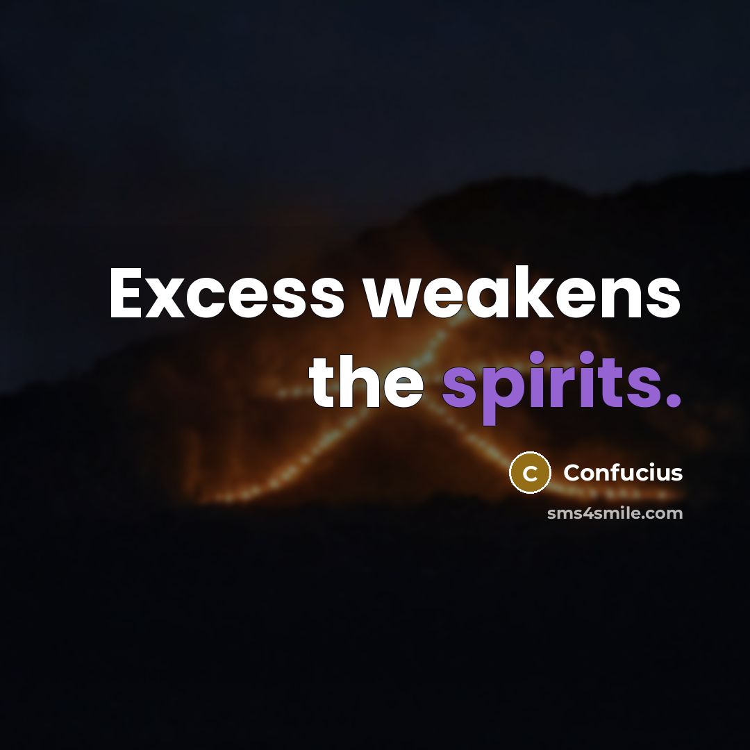 “Excess weakens the spirits.” quote by Confucius