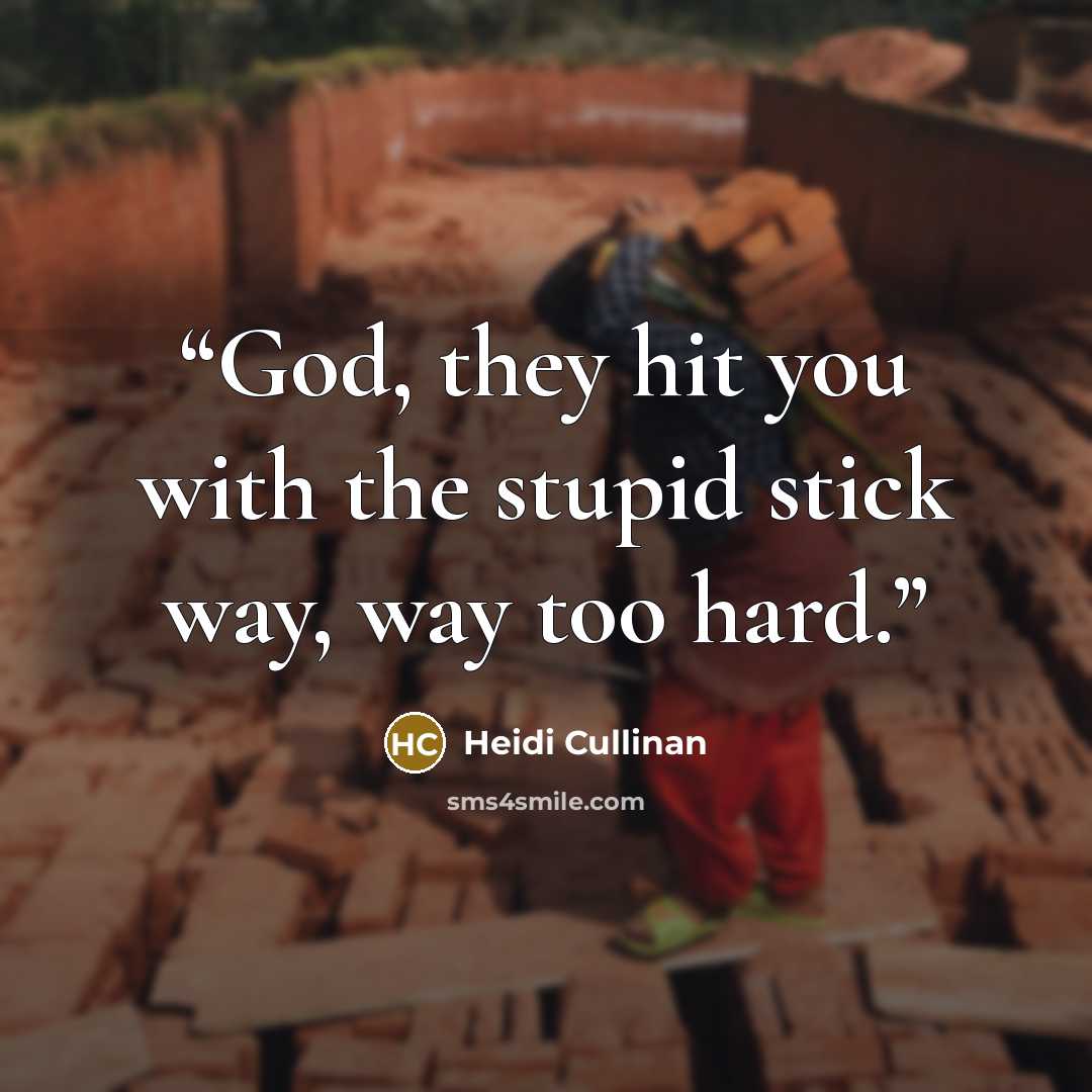 “God, they hit you with the stupid stick way, way too hard.” quote by Heidi Cullinan