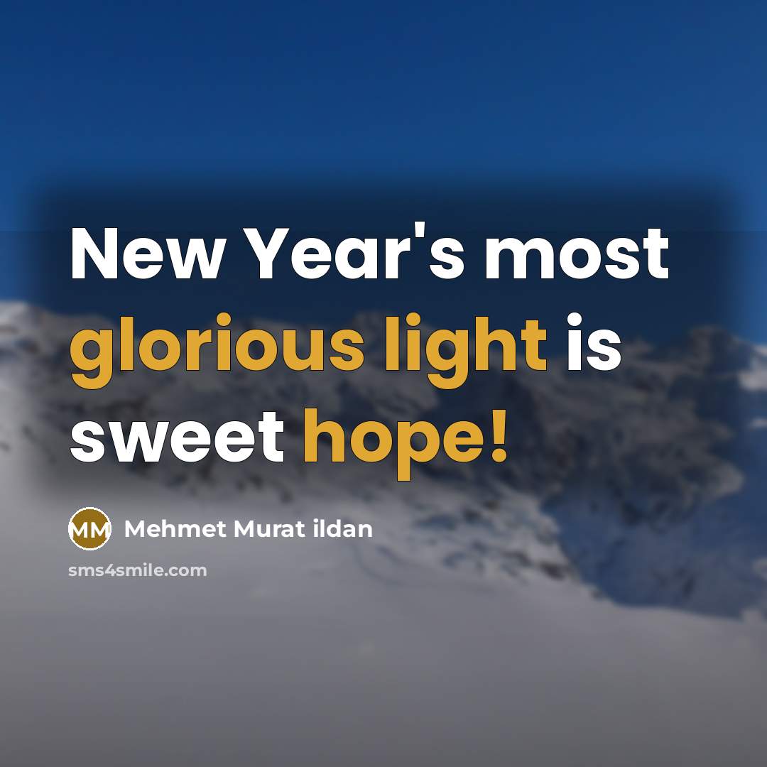 “New Year's most glorious light is sweet hope!” quote by Mehmet Murat Ildan