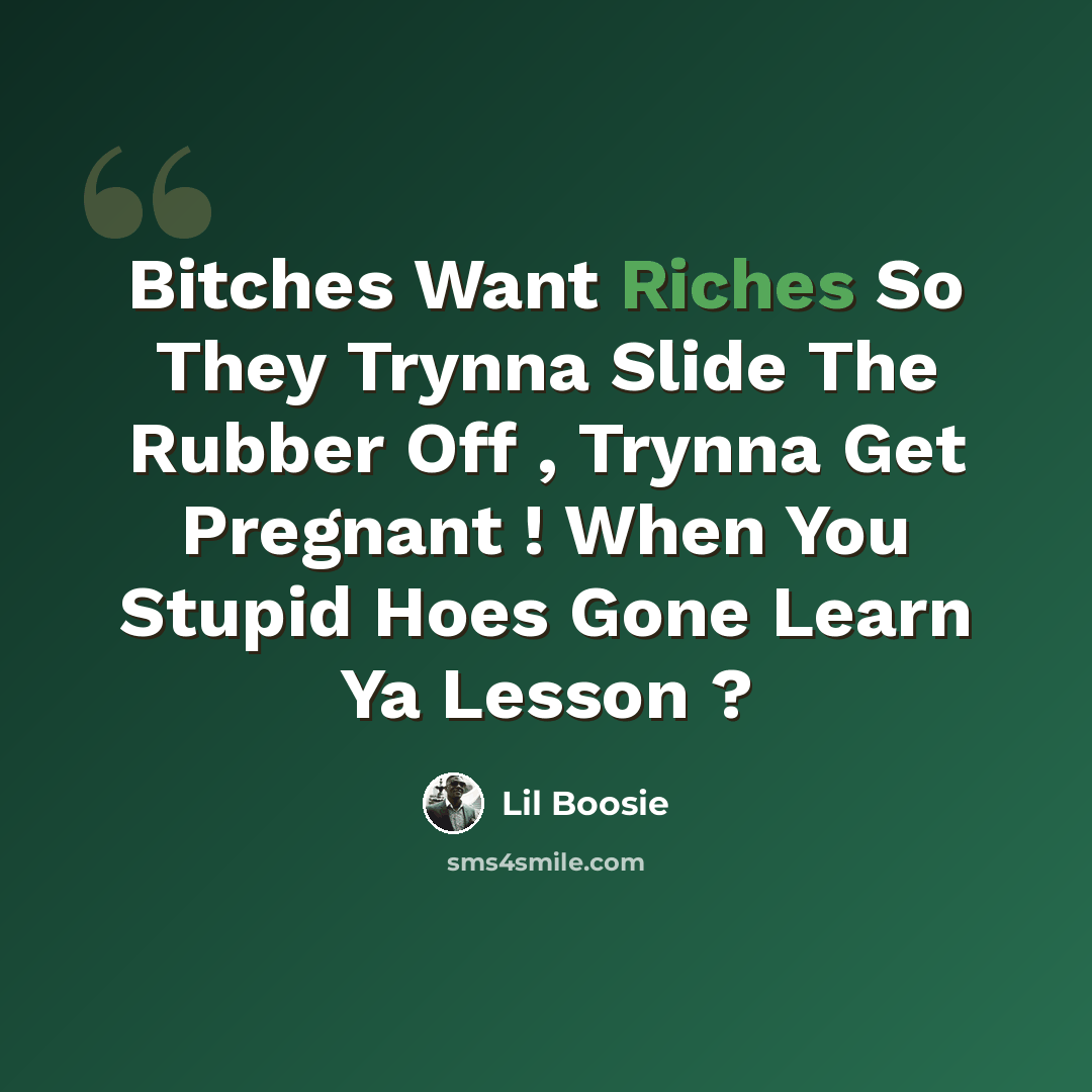 “Bitches Want Riches So They Trynna Slide The Rubber Off , Trynna Get Pregnant ! When You Stupid Hoes Gone Learn Ya Lesson ?” quote by Lil Boosie