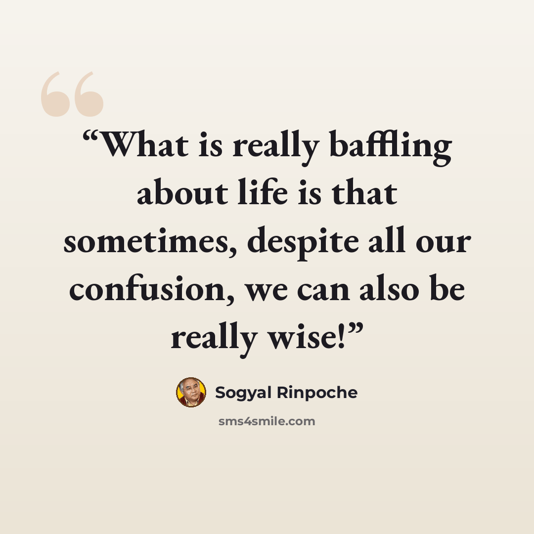 “What is really baffling about life is that sometimes, despite all our confusion, we can also be really wise!” quote by Sogyal Rinpoche