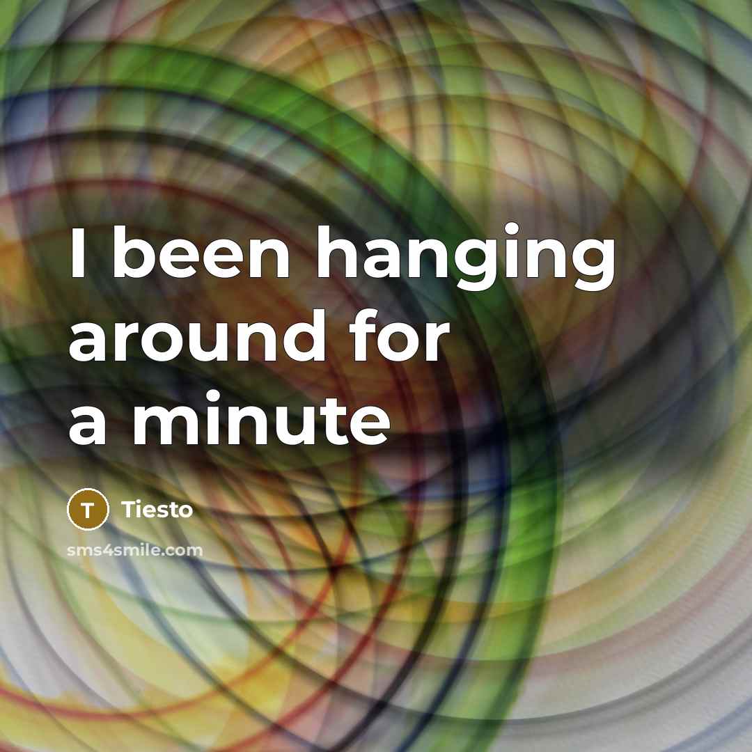 “I been hanging around for a minute” quote by Tiesto